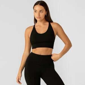 Lorna Jane Lotus Longline Sports Bra in Black SZ S